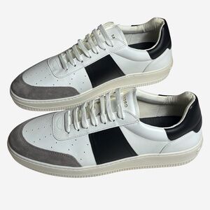 NEW Sandro Paris Men's Magic Leather Suede Sneakers White/Gray/Black Sz 43/US 10
